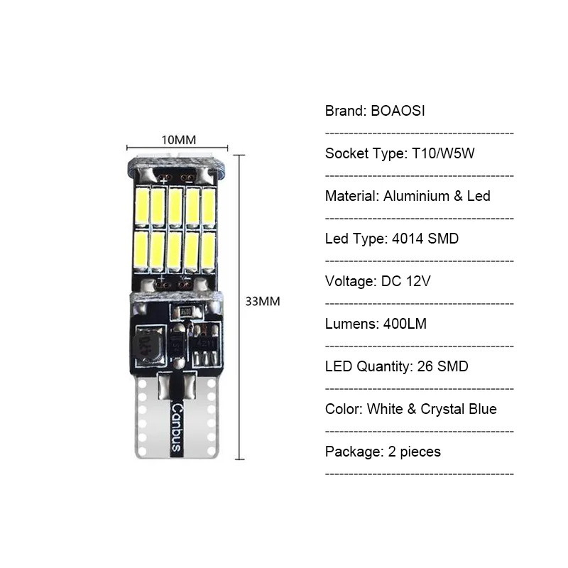 BOAOSI 2x T10 4014smd светодиодный светильник без ошибок для бровей светильник для век для Skoda Superb Octavia A7 A5 2 Fabia Rapid Yeti