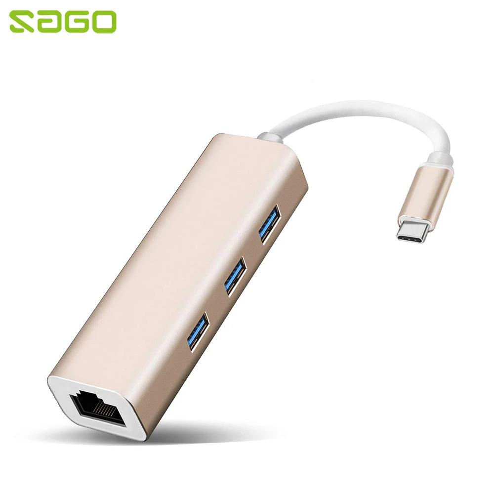 

Sago Portable Type C to RJ 45 Convert Ethernet Adapter USB-C to USB 3.0 Thunderbolt 3 compatible for Apple Macbook Pro/XPS 13/15