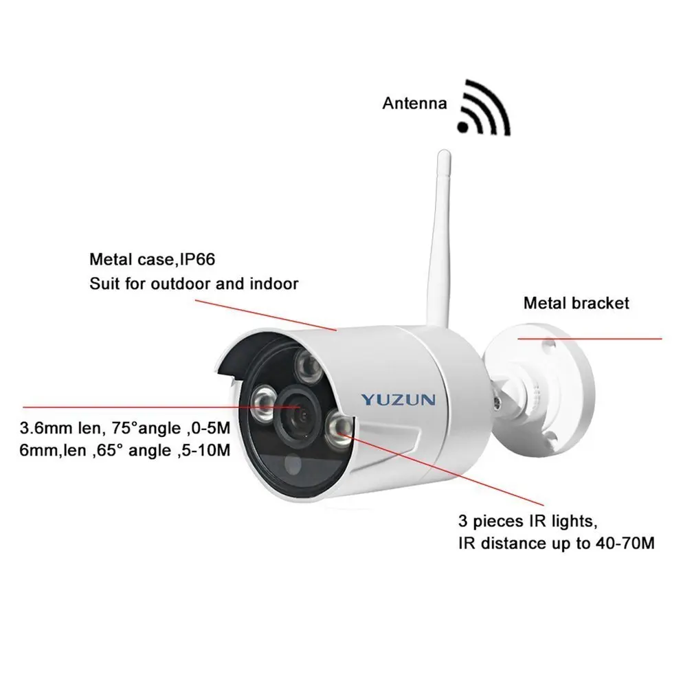 

1MP HD 720P Wireless Home Security Recording Camera Monitor System NVR 2 4 8 Channel Camera Network Monitoring Set US Plug