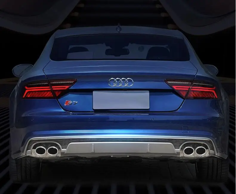 JIOYNG 4 Outlet PP Rear Bumper Diffuser with Exhaust Tips For Audi A7