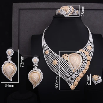 

GODKI 100MM Flower Boom Water Drop Luxury Women Bridal Cubic Zirconia Ring Bangle Necklace Earring Dubai Jewelry Set Jewellery