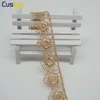 2 yds bordado flor cinta de encaje adornos para los trajes sofá Textiles para el hogar cortina adornos vestido borde apliques de poliéster marrón ► Foto 2/6