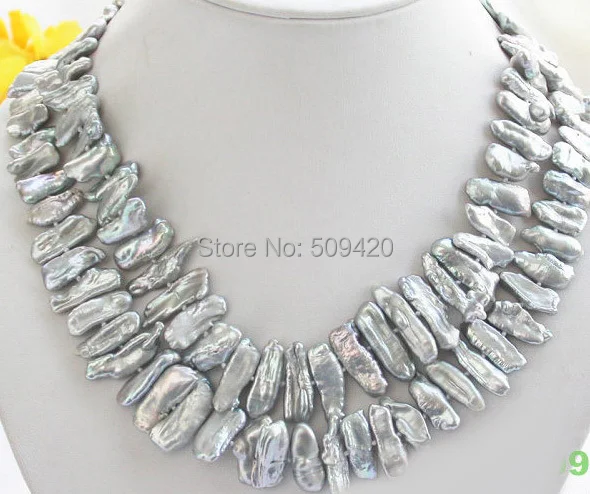 

Free Shipping >>>Luster 2row 30MM GRAY DENS BIWA PEARL NECKLACE