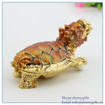

Creative Enamel Craft Dragon Turtle Shape Trinket Box Crystal Jewelry Box