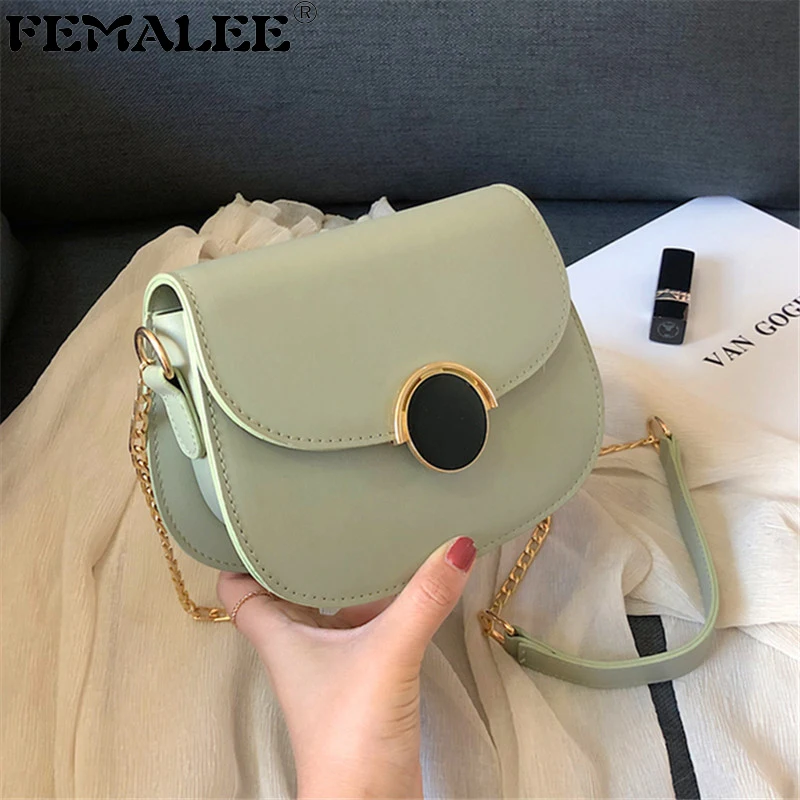 

Women Saddle Bag Fashion Ladies Half Round Crossbody Messenger Bag PU Leather Shoulder Pack Female Solid Color Mini Handbag