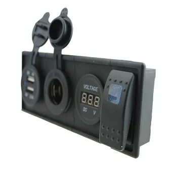 

3.1 A USB port power Sockets DC 12V- 24V led voltmeter three color can be choose blue led rocker switch with housing holder