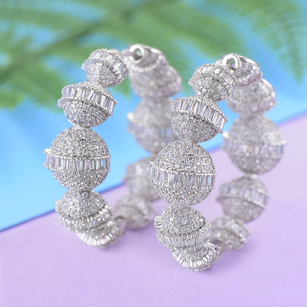 

42*42 mm Fashion Dubai Style Bubble Shape Big Hoop Earrings Cubic Zirconia Earrings Jewelry For Women Earrings aros mujer oreja