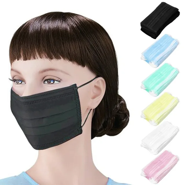 50pcs/pack Black Non Woven Disposable Face Mask Medical dental Earloop