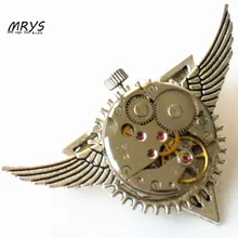 steampunk gothic punk rock wings Deathly Hallows watch parts collar brooch pins badge women men boy vintage handmade diy jewelry