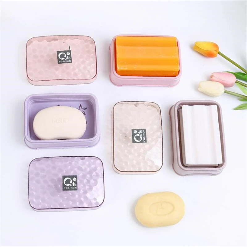 Transparent Cover With Hollow Drain Soap Box Household Bathroom Waterproof Soap Box Storage Box Soap Dish Holder