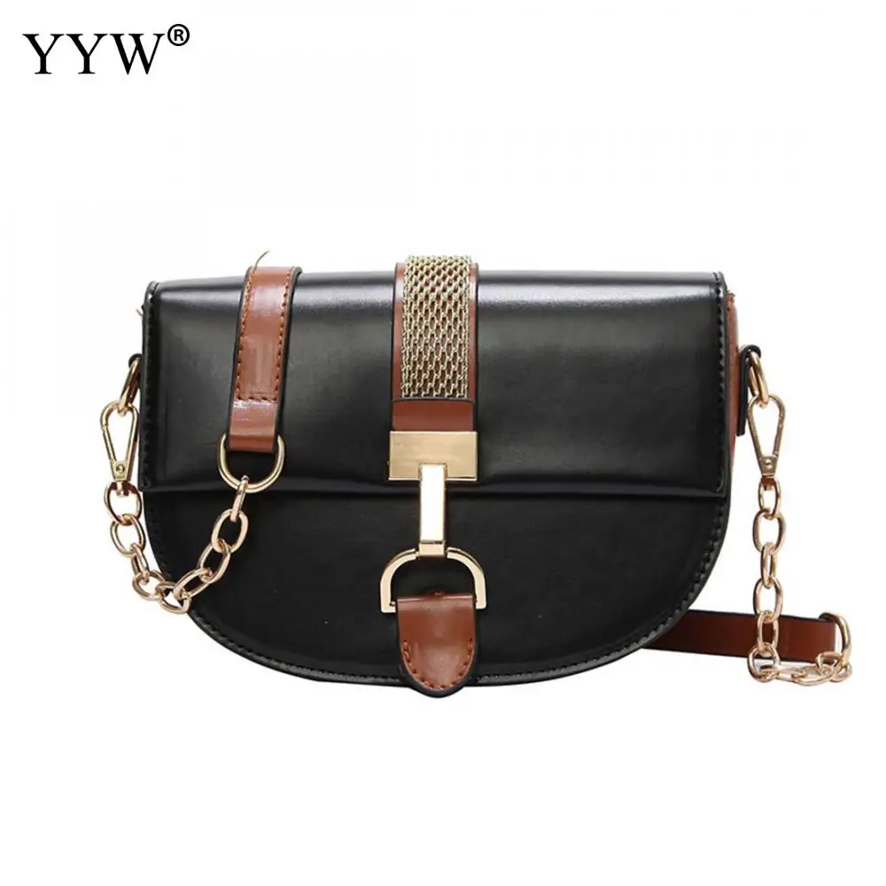 

Wholesale Crossbody Bag Female Retro Half Round Saddle Bag 2018 New Fashion Chain Shoulder Bag Simple Hit Color Messenger Bag