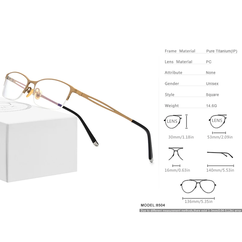 US $28.20 Fonex Pure Titanium Glasses Frame Men Square Eyewear Women Semi Rimless Half Optical Prescription Eyeglasses Frames Gafas 8504