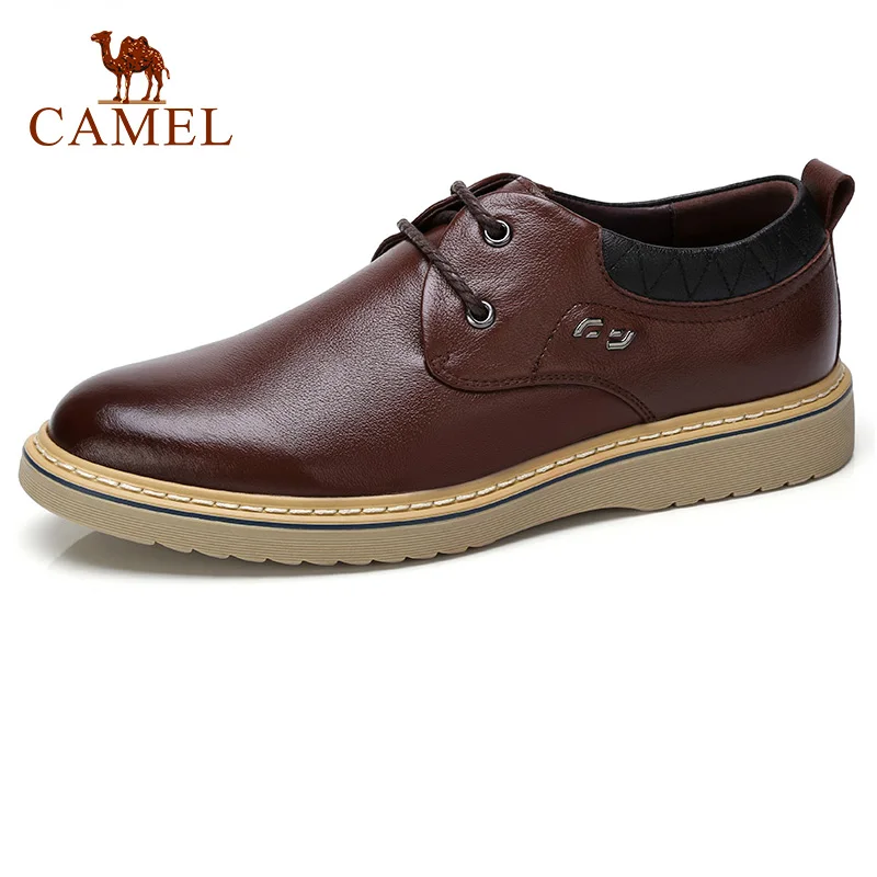 

CAMEL Men Shoes Genuine Leather Man Strap Casual Polished Cowhide Footwear Male Cushioning Lace-up Comfortable Fashion Flats