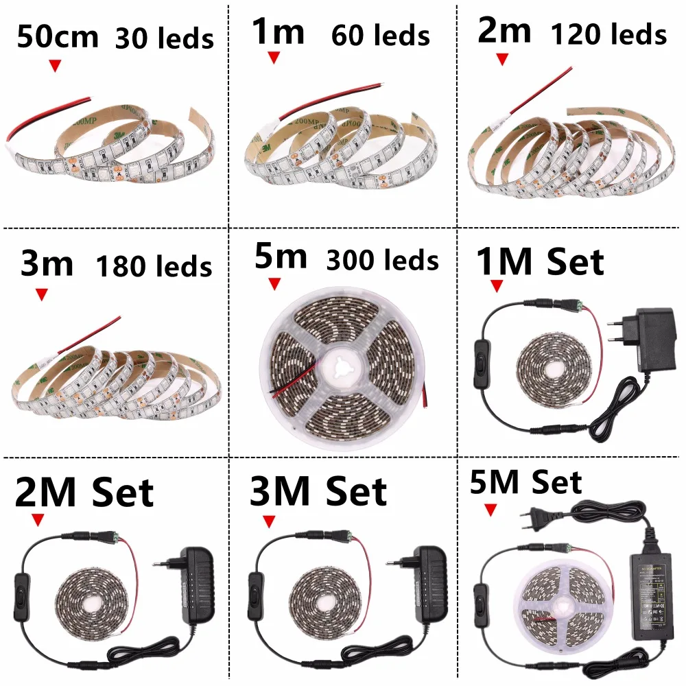 LED Plant Light Strip DC12V Power Adapter 3Red:1Blue For Flower Growth Lamp 6A2