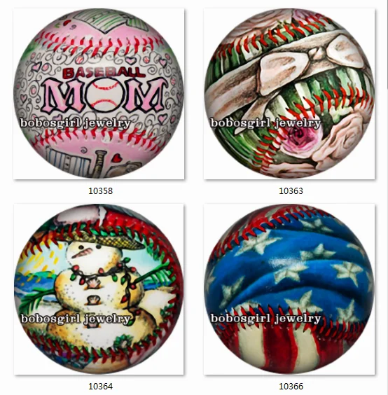 SN1141 BASEBALL SOFTBALL Snap button Jewelry Locket Cabochon