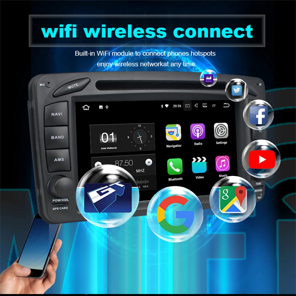 Cheap Double Din Car DVD Player for Mercedes-Benz ML CLK SLK W163 W203 W209 Bluetooth Autoradio GPS Navigation WIFI 3G 4G Car Stereo 2