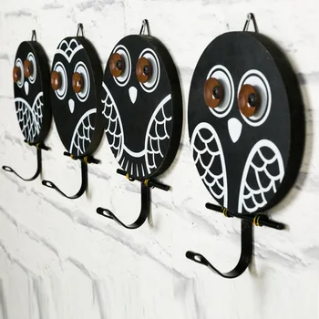 

Home Decor Mediterranean Style Wooden Craft Hanging Owl Village Decorated Handicrafts Animal Wall Decor Marine Nordic 1pcs/lot