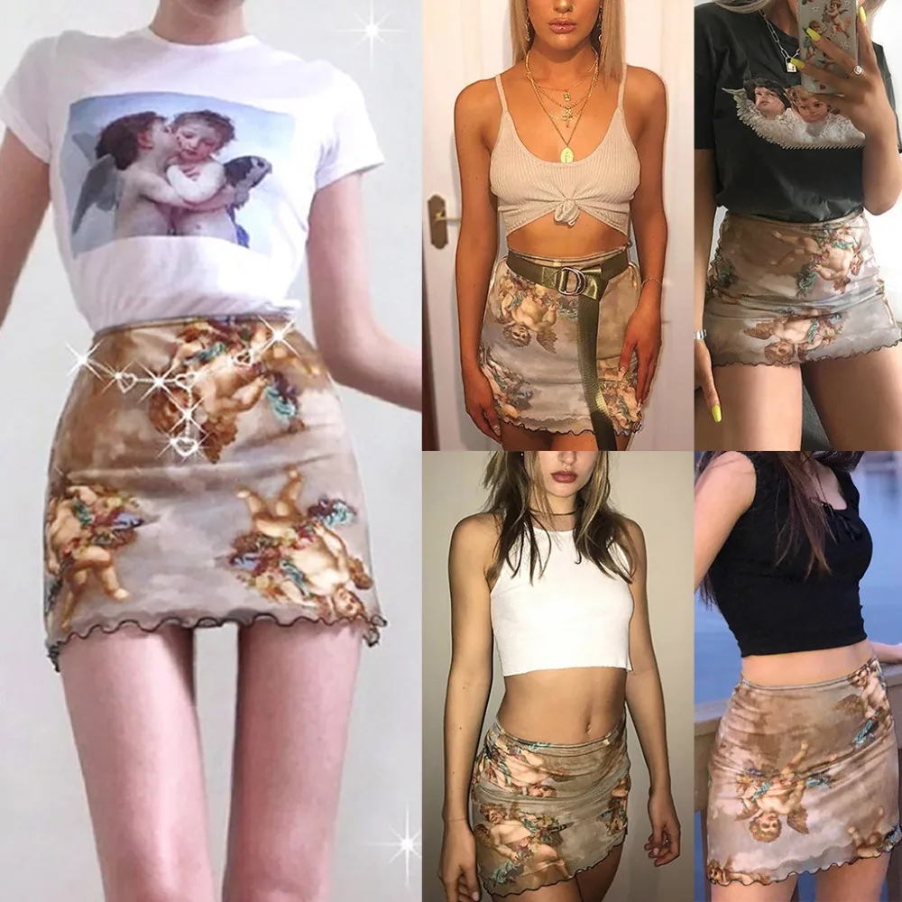 

2019 New Women's Skirt Women Fashion Print Skirts Mini Pencil Party Hip Slim Summer Sexy Short Skirt 19March18
