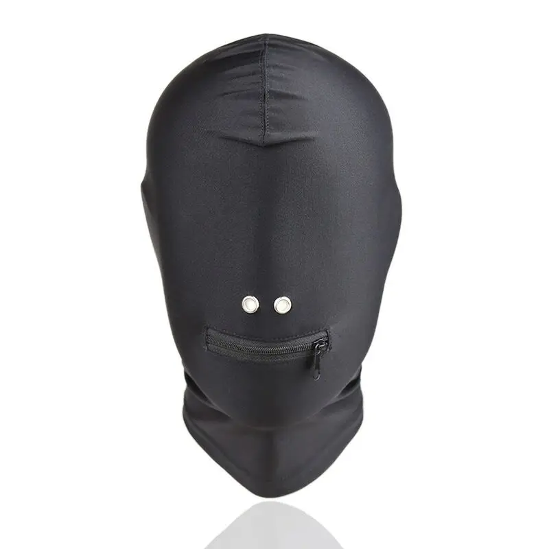 Buy Black Mouth zipper nostril Hood Mask sex toys for