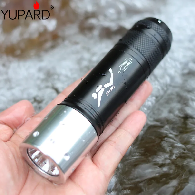 Yupard Дайвинг дайвер 60 м фонарик XM-L2 T6 LED белый желтый свет Водонепроницаемый подводный лампа фонарь + 26650 + зарядное устройство