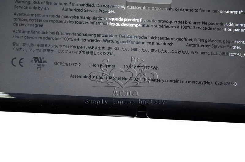 Оригинальный аккумулятор JIGU A1321 для ноутбука Apple MacBook Pro 15 дюймов A1286 2009 год 2010 MB985
