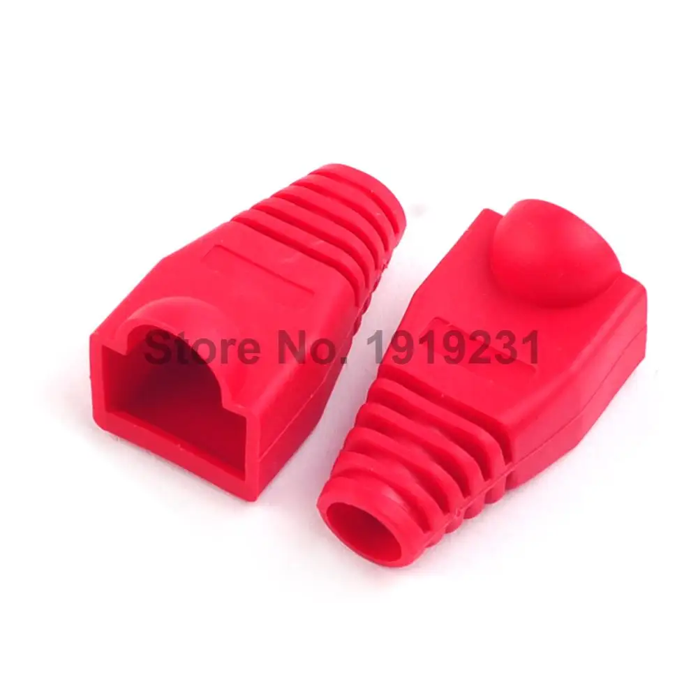 50PCS RJ45 Connector Caps cat5 cat5e cat6 Multicolour Sheath Protective Sleeve for Network Connectors Ethernet Cable Red