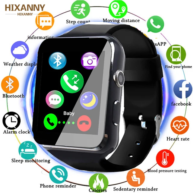 

New Arrival X6 Smart Watch with Camera Touch Screen Support SIM TF Card Bluetooth Smartwatch PK DZ09 GT08 A1 + BOX