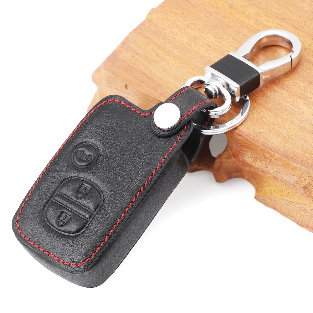 Car Genuine Leather Bag Remote Control Car Keychain Key Cover Case For