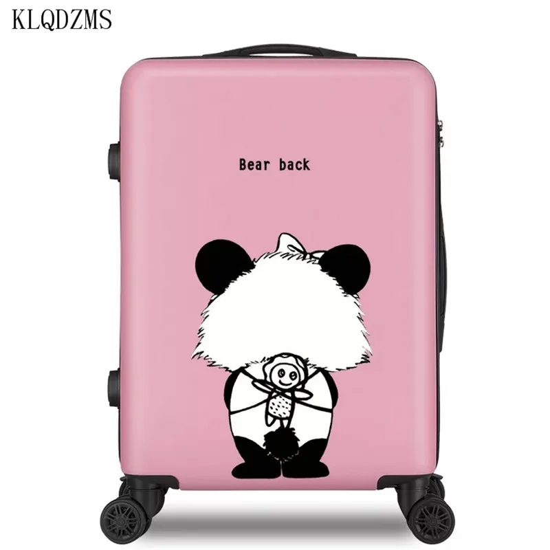 

KLQDZMS Bear series 20/22/24/26inch Cartoon rolling luggage spinner trolley suitcase ABS＋PC travel luggage on wheel