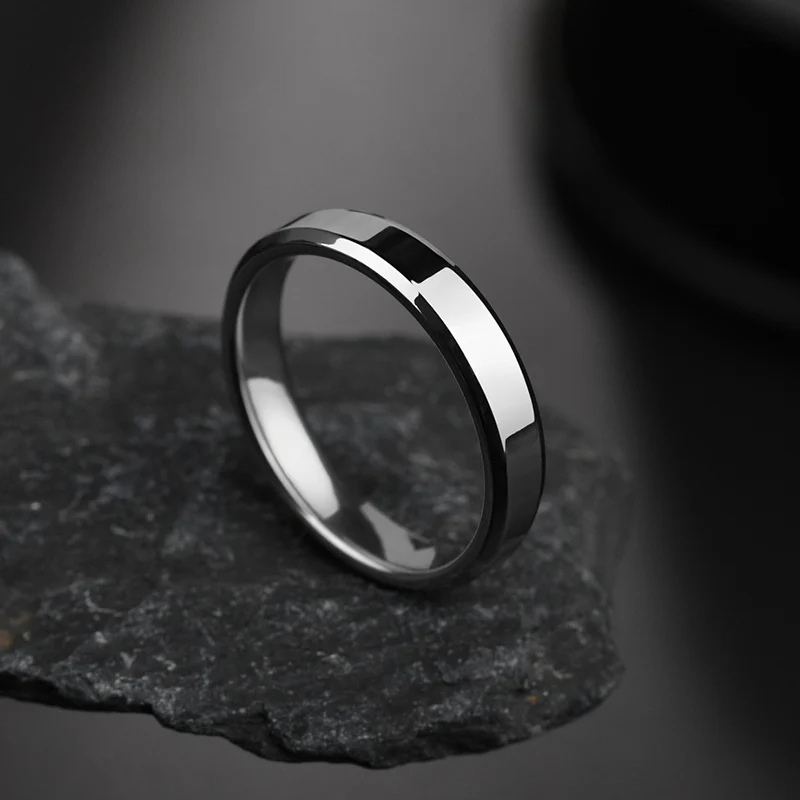 Finger Ring 4mm Simple Smooth Women Black Stainless Steel Men Birthday Gifts