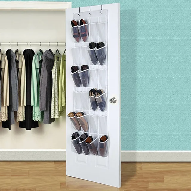 24 Pocket Clear Hanging Shoe Organizer Bathroom Holder Storage Base 24 Pocket Clear Hanging Shoe Organizer Bathroom Holder Storage Base Living Room Rack Hanger Sorting