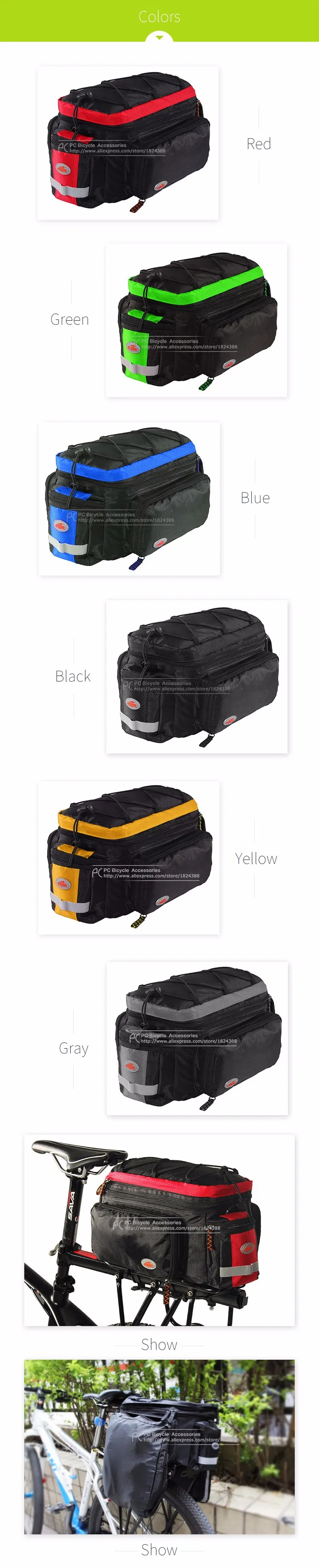 Cheap CBR Waterproof Cycling Bicycle Bag Bike Rear Seat Trunk Bag Handbag Rear Bike Panniers Mountain Bike Outdoor Accessories 2