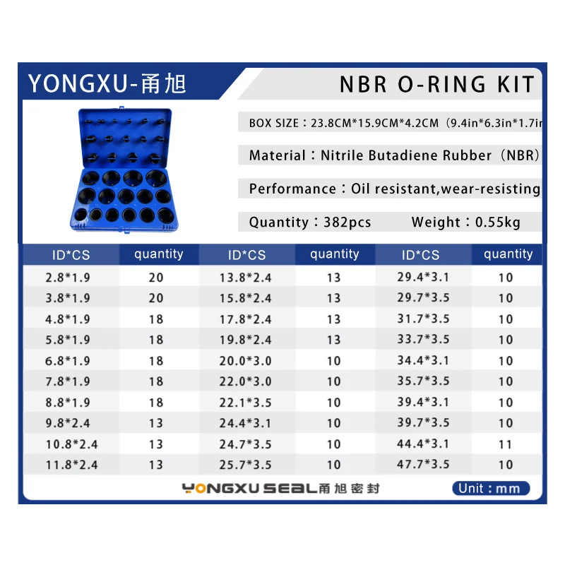 382 шт резиновое кольцо NBR уплотнительное кольцо комплект 30 размеров Нитриловое уплотнительное кольцо набор уплотнительных колец набор прокладок комплект коробка Масло Водонепроницаемый