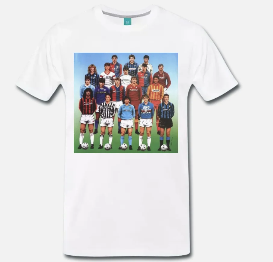 

T-SHIRT SERIE A ANNI 80 MARADONA GULLIT BAGGIO CALCIO VINTAGE S-M-L-XL-2XL-3XL