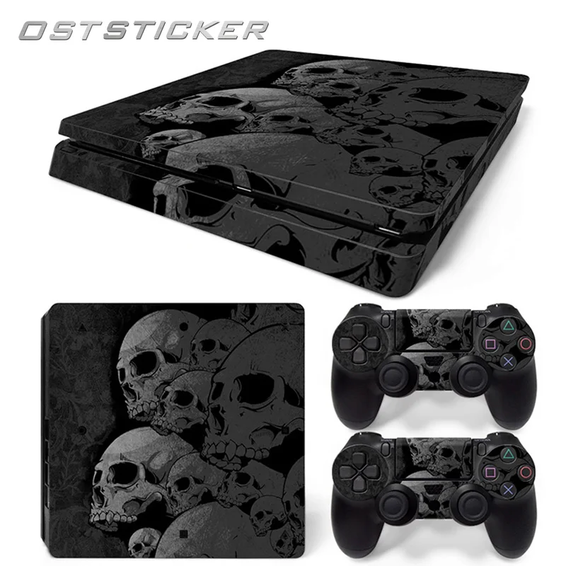 Скидка 30% ost Стикеры мультфильм Черный череп наклейка кожи Стикеры для PS4 Slim консоли крышку и 2 контроллера Обёрточная бумага Чехлы для