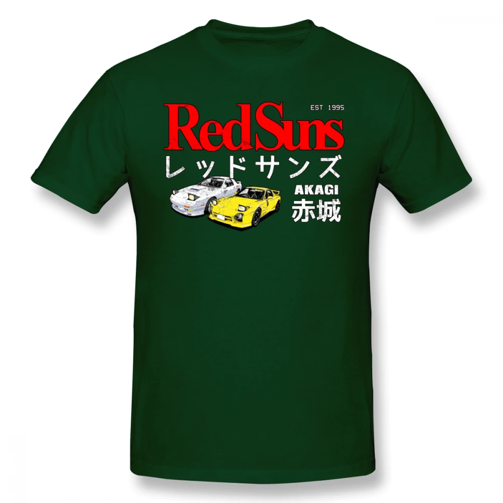 Начальная D футболка, начальная D Akagi RedSuns, футболка 5x с короткими рукавами, футболка, 100 хлопок, уличная одежда, графическая Милая Мужская футболка - Цвет: Dark Green