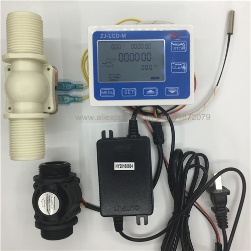 ZJ-LCD-M регулятор расходомера+ 1,2" Датчик потока Холла DN32+ NTC датчик температуры