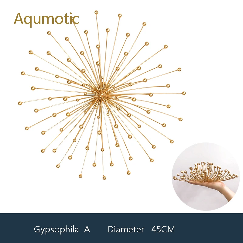 Aqumotic Железный цветок стенд 3d Искусственные цветы настенный художественный Декор для дома металлический Арт Деко бар фон Золотой для гостиной