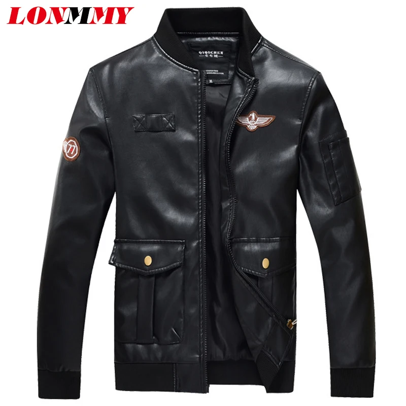 LONMMY M 4XL Leather jacket men coat PU Suede mens jackets and coats