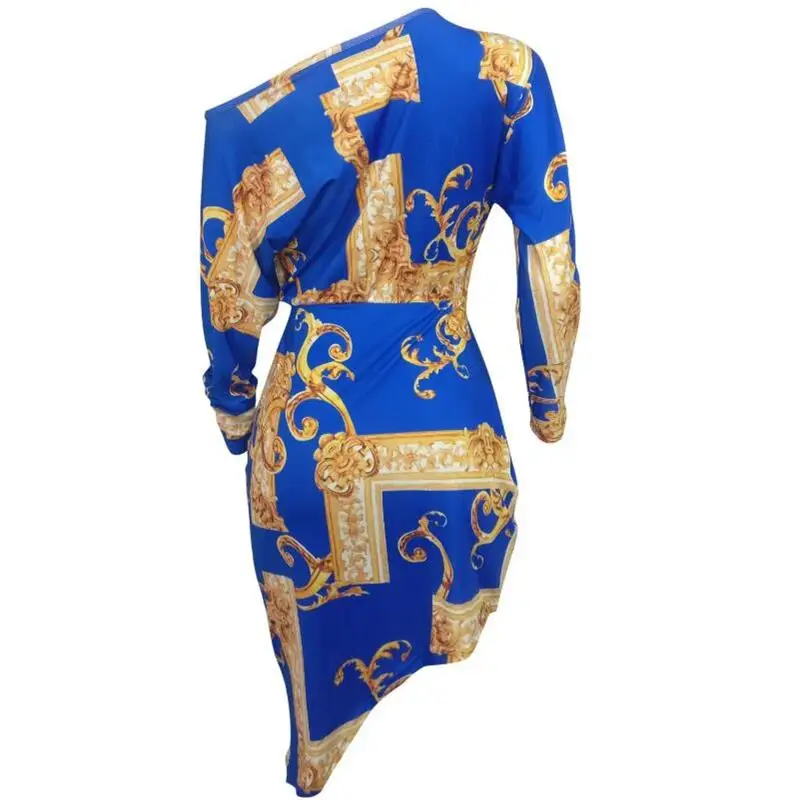 Ropa de Mujer de Verano 2018 de moda de Verano para Mujer Sexy de manga larga de impresión vestido señoras Bodycon vestido cintura vestidos de Verano Mujer