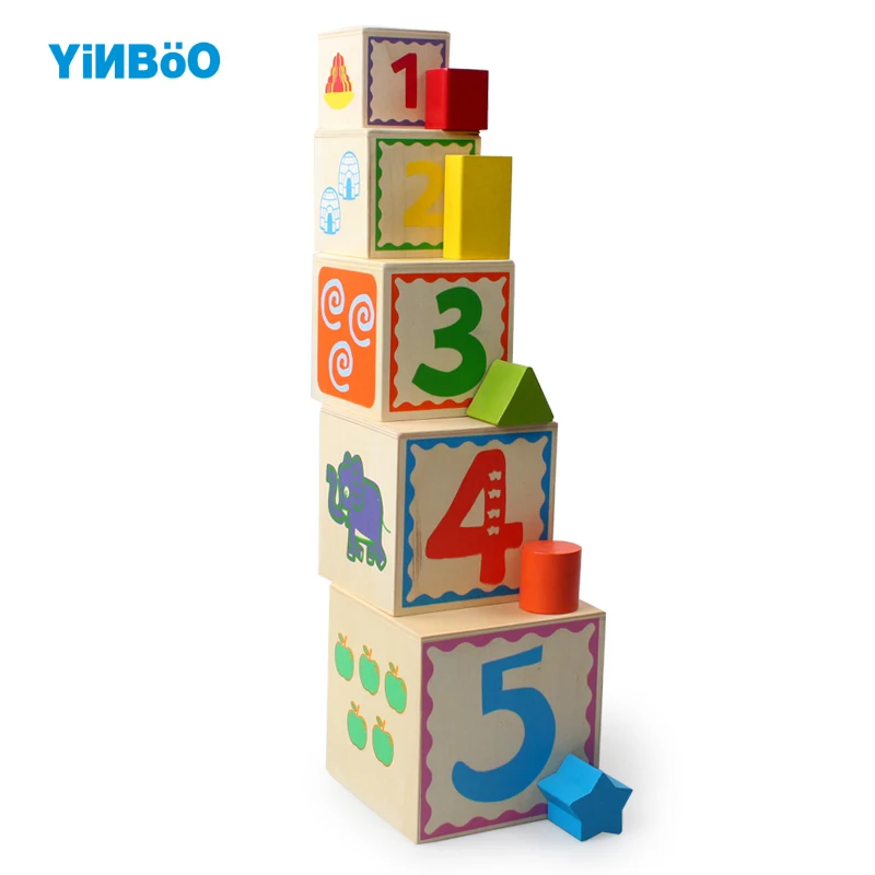 

Baby wooden toys Models & Building Toy Building shape block Russian Nesting Doll 5 Layer Matryoshka wooden box for gift