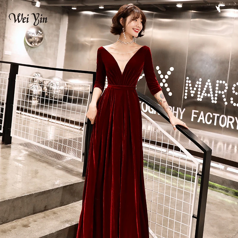 Женское вечернее платье wei yin новинка 2021 винно-красное сексуальное длинное с
