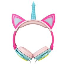 LIMSON Wired Foldable Earphones Animal Cat Ear Flashing LED Unicorn Kids Headphones for boys and girls LIMSON Wired Foldable Earphones Animal Cat Ear Flashing LED Unicorn Kids Headphones for boys and girls