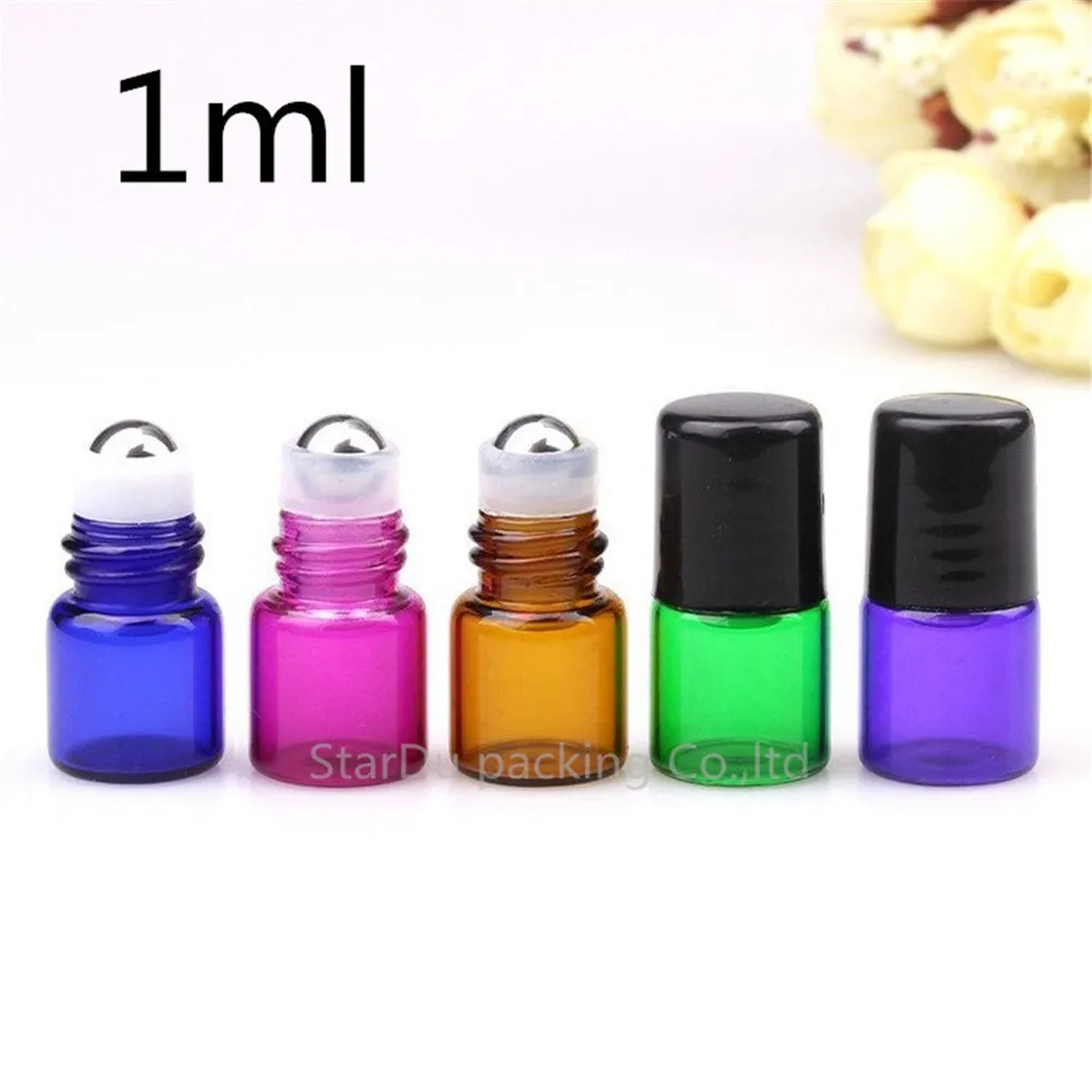 

1ml 2ml 5ml Glass Essential Oil Roller Bottles, Glass Roller Balls Aromatherapy Perfumes Lip Balms Glass Roll On Bottle 480pcs