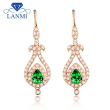 Новейшие натуральные зеленые серьги с драгоценным камнем грушевидной огранки 4x5 мм цаворит свадебные серьги из розового золота 18 К SE0330