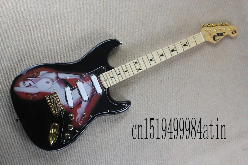 

Free shipping stratocaster electric guitar models Playboy commemorative maple fingerboard Golden hardware @32