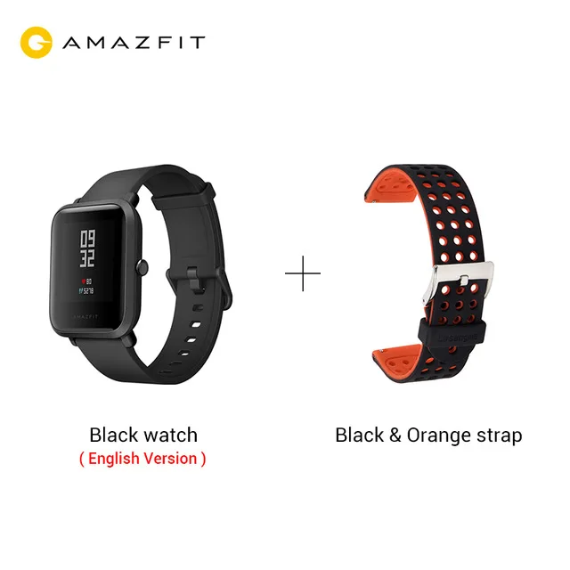 [русский] Huami Amazfit Bip Смарт часы Спортивные часы темп Bluetooth 4.0 GPS смарт часы сердечного ритма 45 дней Батарея IP68 - Цвет: B and red strap