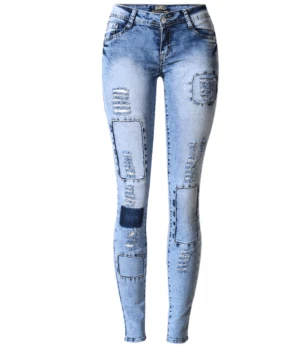 

2019 Ripped Jeans For Women Holes Skinny Jeans Slim Femme Womens Jeans Elastic Patchwork Vaqueros Mujer Pencil Jeans Pants J2855