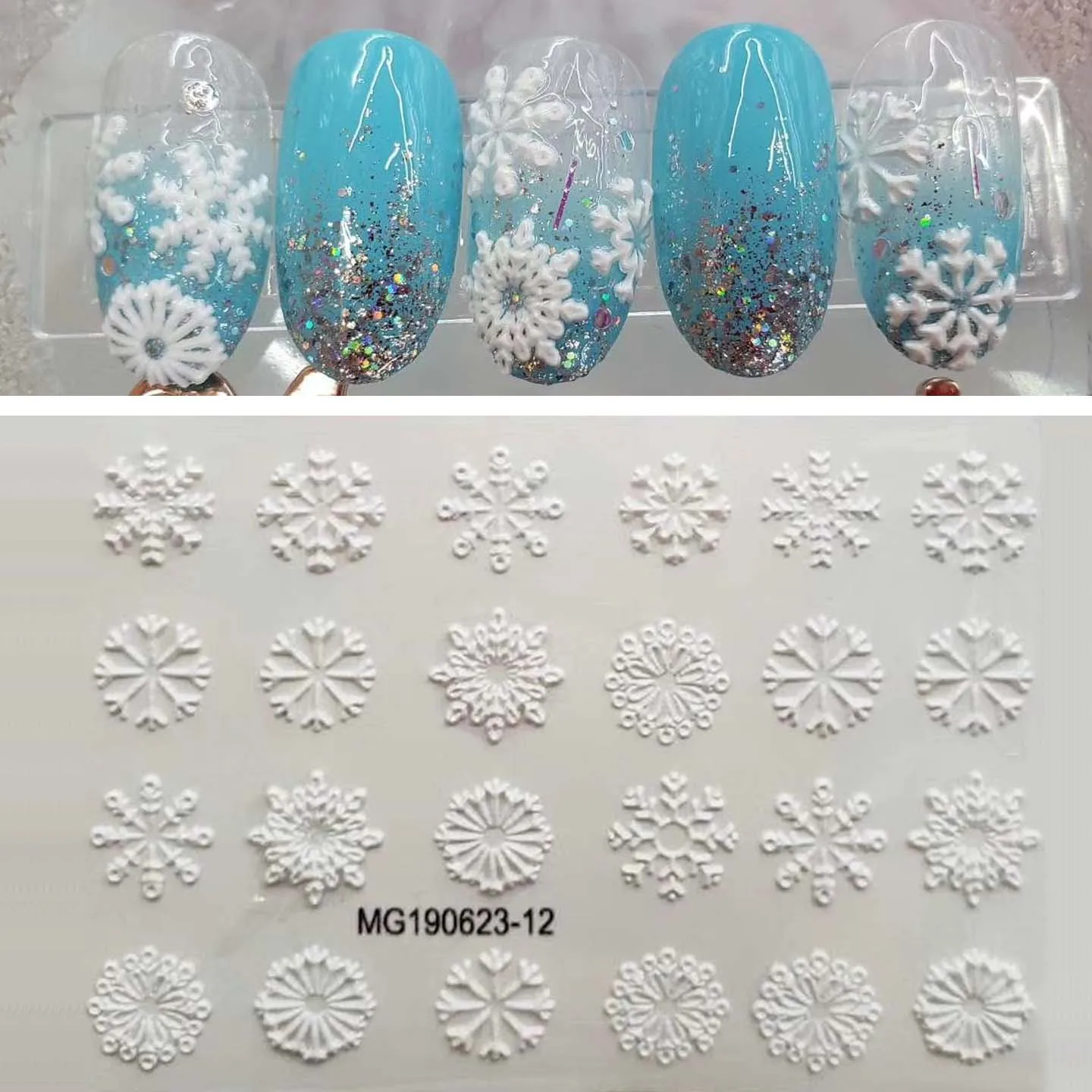 1pc 3D Acrylic Engraved Nail Sticker Embossed Cute Kitten Alarm Clock Snowflakes Water Decals Empaistic Nail Water Slide Decals