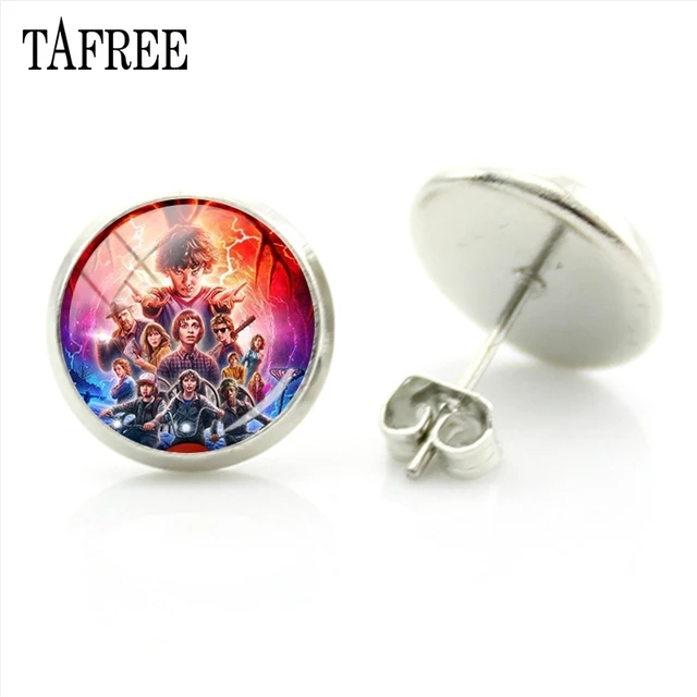 TAFREE Fashion Jewelry American Thriller TV Series Stranger Things Sliver Stud Earrings Women Party Decorations Earrings QF118 QF126